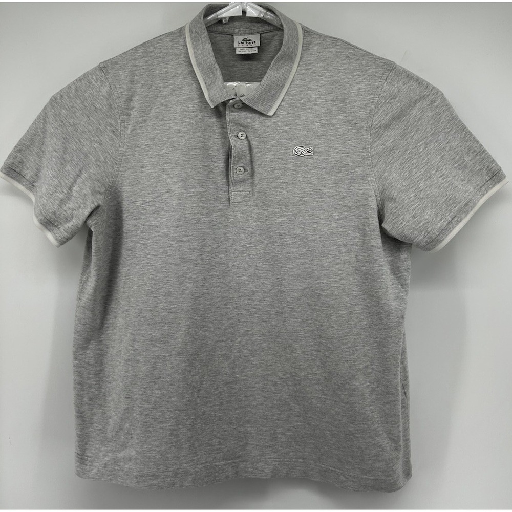 Lacoste Sport Shirt Sleeve Polo Shirt Grey Mens Size 7 US 2XL